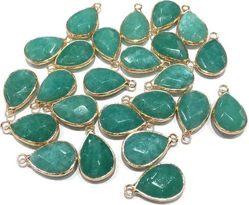 LE SKY Colgantes de piedra natural, forma de gota de agua facetada de jade malayo chakra curativo semi piedra preciosa colgante para collar,