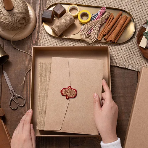 Miniatura 4 de CRASPIRE Sello de cera de loto, sello de cera contra el mal de ojo, Hamsa, retro, vintage, extraíble, latón, cabeza con mango de madera