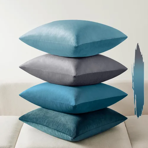 Softalker Juego de 4 fundas de almohada de terciopelo suave de colores sólidos de 16 x 16 pulgadas, fundas decorativas para sofá, dormitorio, sala