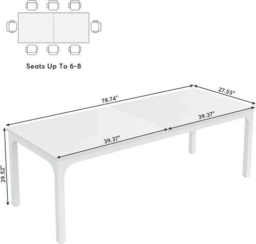 Miniatura 2 de Tribesigns Mesa de comedor negra para 6-8 personas, mesa rectangular grande de 78 pulgadas para comedor, 78.7 x 27.5 x 29.5 pulgadas (solo mesa)