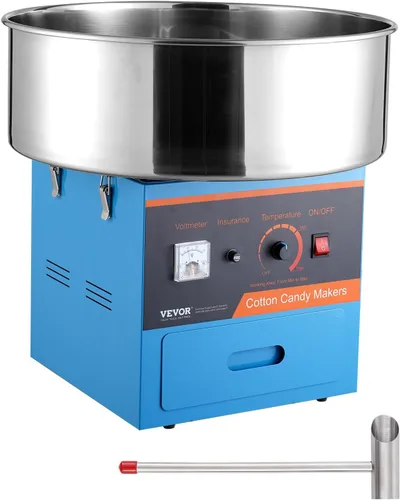 Miniatura 17 de VEVOR - Carro para máquina eléctrica de algodón de azúcar, fabricante de hilo dental comercial de 1000W con tazón de acero inoxidable, cuchara