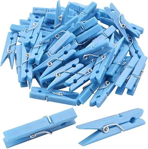 Jdesun 50 clips para fotos, mini clip de plástico para papel, pinzas para la ropa, oficina, hogar, arte (azul)