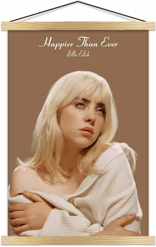 Scorpio Posters Billie Eilish - Mini póster con licencia oficial de 11 x 17 pulgadas, con soporte para póster de madera natural