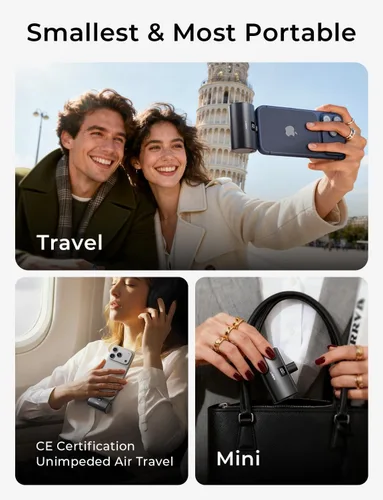 Miniatura 5 de Mini cargador portátil USB C de 6800 mAh, artículos esenciales de viaje para iPhone 17 Pro Max de 22.5 W, carga rápida