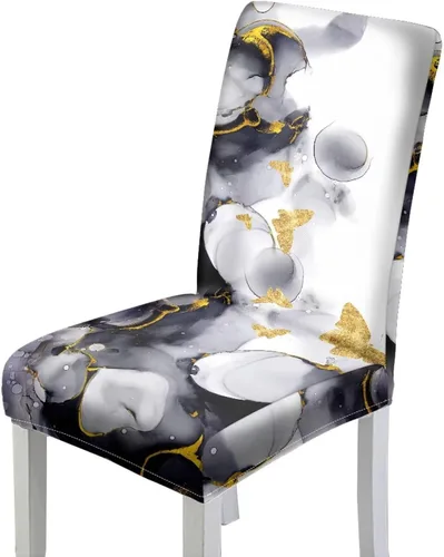 Miniatura 9 de HUGS IDEA Christmas Seat Covers for Dining Room Chairs Set of 6 Music Notes Stretch Chair Slipcovers Protector Removable and Washable Kitchen Dining