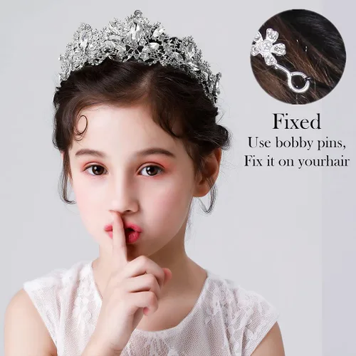 Miniatura 3 de Tiara de plata para boda, tiaras y coronas para mujer, tiara de reina de diamantes de imitación para mujer, corona de princesa, diadema