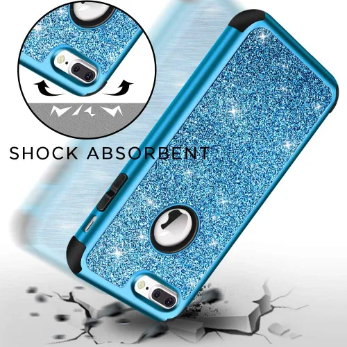 Miniatura 2 de Hython Funda para iPhone 8 Plus/7 Plus - Defensor resistente, carcasa rígida híbrida con purpurina brillante, cubierta de goma a prueba de golpes