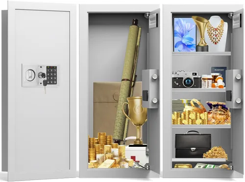 Miniatura 9 de Caja fuerte de pared de 22.05 pulgadas de alto entre montantes de centros de 16 pulgadas, cerradura de combinación en caja fuerte de pared con 2