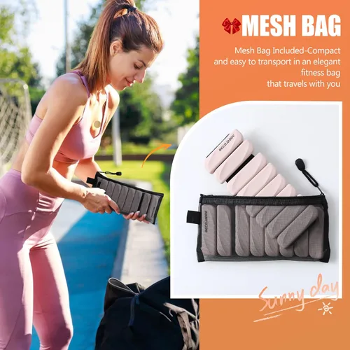 Miniatura 7 de BECOJADDE Juego de 2 pesas para tobillo (1 libra/2 libras cada una) para mujeres y hombres, pulsera ajustable para muñeca para gimnasio en casa