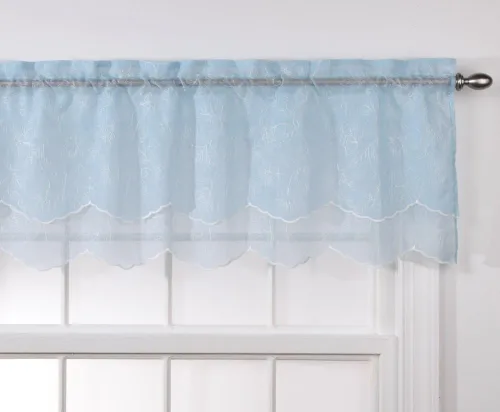 Miniatura 3 de Renaissance Home Fashion Stylemaster Reese - Cenefa festoneada transparente bordada en capas, 55 x 17 pulgadas, color moca