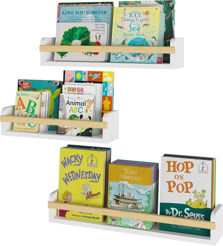 Wallniture Utah - Estantería flotante para niños, para decoración de guardería, estantes de pared para libros, exhibidor de fotos de varios tamaños,