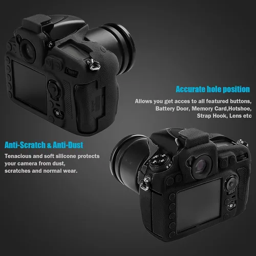 Miniatura 5 de Easy Hood Cubierta de la caja de la cámara para cámara digital Nikon D810 D810A (negro) Funda protectora de silicona suave, ligera, delgada