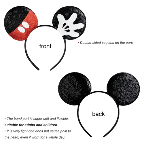Miniatura 2 de CHuangQi Mouse Ears Headband, Double-sided Sequins, Glitter Hair Band for Birthday Party, Holiday Dresses & Cosplay For Unisex Children
