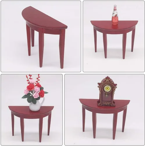Miniatura 7 de EXCEART Casa de muñecas en miniatura, mesa semicircular a escala 1 12, modelo de mini muebles para niños, accesorios de casa de muñecas y adorno