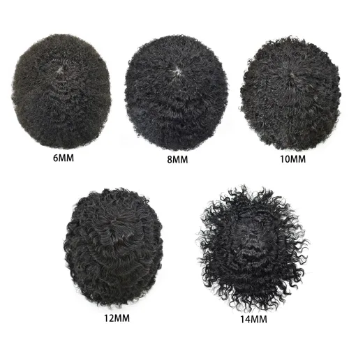 Miniatura 7 de FACE MIRACLE Afro Toupee para hombres negros, extensiones rizadas para hombre, todos los sistemas de cabello humano de poliuretano afroamericano 1B#