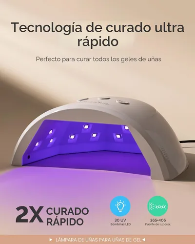 Miniatura 3 de MelodySusie Lámpara de Uñas LED UV Compacta Avanzada, Secadora de Uñas P-Plus30F con 3 Temporizadores y Sensor Inteligente que Cura Todos los Geles