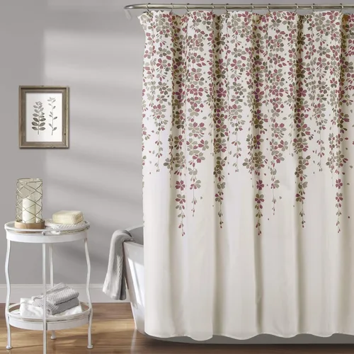 Miniatura 12 de Lush Decor Cortina de Ducha Weeping Flower 72"An x 72"L Amarillo y Gris - Cortinas de Ducha de Tela para Baño - Cortina de Baño Floral - Decoración
