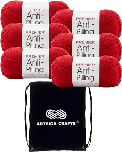 Miniatura 36 de Premier Yarns Everyday Anti-Pelusa Hilo Sólido Verde Pino DN100-8 (6-Madejas - Mismo Lote de Tinta) #4 Peso Estambre Acrílico para Tejer
