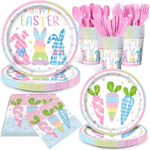 Miniatura 11 de 168 piezas de suministros para fiesta del Día de la Independencia del 4 de julio, platos y servilletas, tazas, cuchillo y tenedor para 250