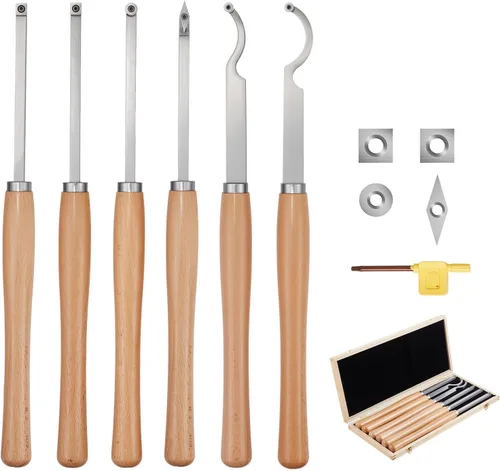 Miniatura 11 de VEVOR Juego de cinceles de madera, 12 piezas, cincel de mano tallado de 3-3/4 pulgadas de longitud de hoja con mango de eucalipto rojo, caja