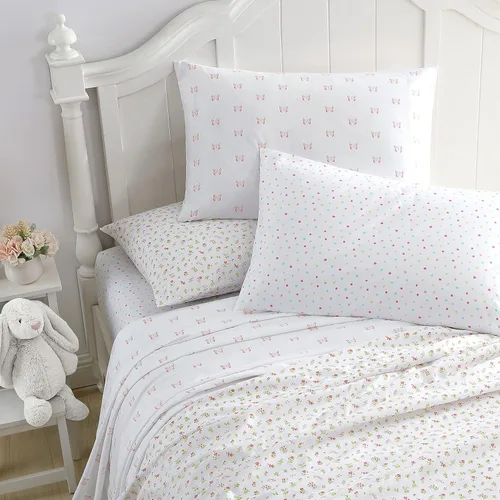 Miniatura 8 de Laura Ashley Juego de sábanas para niños, ultra suave y transpirable, con fundas de almohada a juego, resistente a las arrugas, artículos esenciales