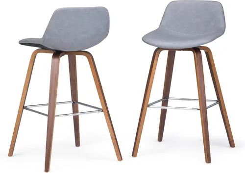 Miniatura 32 de SIMPLIHOME Randolph Taburetes de mostrador (juego de 2) taburetes de bar tapizados de madera curvada de 28 pulgadas de altura del asiento en tela