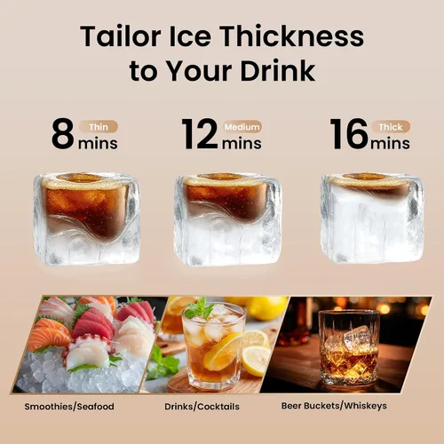 Miniatura 5 de Máquina para hacer hielo debajo del mostrador de 15 pulgadas, 130 libras/día con contenedor de almacenamiento de 30 libras, máquina de hielo