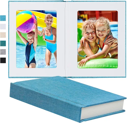 Miniatura 8 de Álbum de fotos Pssoss 5x7 con espacio para escribir, cubierta de lino. Libro de álbum de fotos 5x7. Contiene 30 fotos. Ideal para álbumes de Blanco