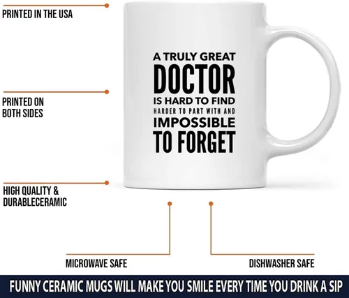Miniatura 4 de Taza inspiradora y sarcasmo con texto en inglés "A Truly Great Doctor is Hard to Fond", regalos inspiradores y sarcasmo para hombres y mujeres