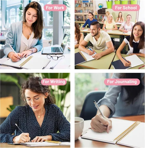 Miniatura 6 de FLYING EAGLE Cuaderno de 3 materias en espiral grande de 8.5 x 11 pulgadas, color rosa para mujeres y hombres, papel grueso de 100 GSM, 104 hojas