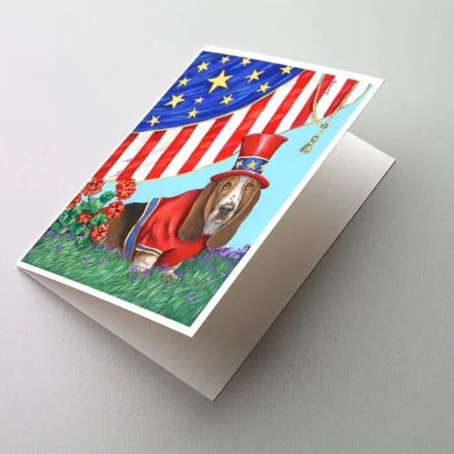 Miniatura 252 de Caroline's Treasures PPP3013GCA7P - Tarjetas de felicitación y sobres para mascotas de Basset Hound Teacher, paquete de 8 tarjetas en blanco