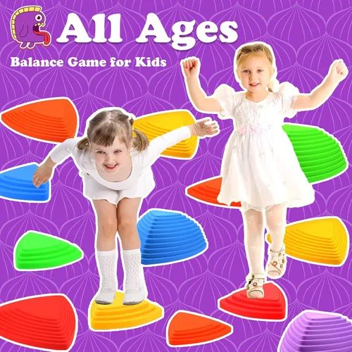 Miniatura 5 de Gentle Monster Stepping Stones para niños, juego de 6/8/11 piezas para equilibrio con parte inferior antideslizante, coordinación de ejercicio y 11