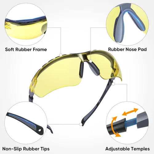 Miniatura 5 de TICONN Gafas de seguridad antivaho para hombres y mujeres, gafas protectoras ANSI Z87.1 a prueba de rayones con brazos ajustables y protección UV