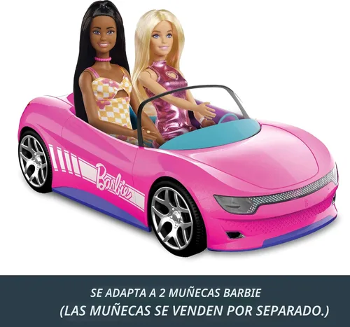 Miniatura 6 de Hot Wheels Barbie - Coche de juguete a control remoto rosa convertible, puede contener 2 muñecas de moda Barbie y se abre para almacenamiento, hoja