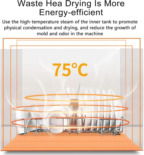 Miniatura 8 de Lavavajillas portátil compacto con 4 programas de lavado, ahorro de energía con bajo consumo de agua, sin instalación para apartamentos pequeños