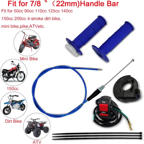 Miniatura 5 de Mango de Acelerador Giratorio de 7/8 22 mm, Kit de Cable de Acelerador para Mini Bicicleta, Kit de Cable de Acelerador para Motocicleta de Cross