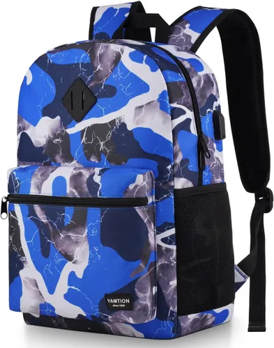 Miniatura 21 de YAMTION Mochila escolar, mochila clásica unisex para adolescentes con puerto USB para escuela secundaria, universidad, oficina, trabajo, viajes