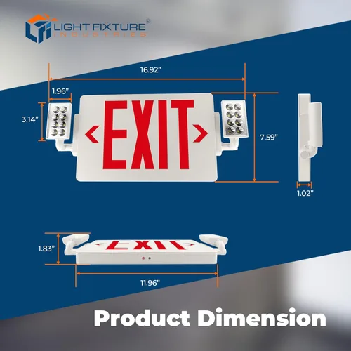 Miniatura 6 de LFI Lights Thin COMBO UL 924 Listed, LED rojo, señal de salida con luces de emergencia, blanco, 120-277 VCA cableada con batería de respaldo, doble