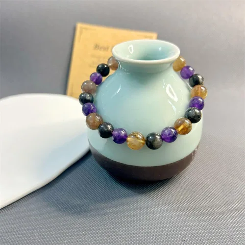 Miniatura 4 de Pulsera de cuentas redondas de piedra natural multi estilo pulsera de la suerte de múltiples estilos 0.315 in
