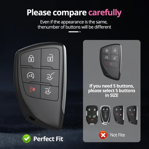 Miniatura 2 de Funda para llavero Chevy con llavero. Carcasa de TPU no requiere tornillos para la instalación. Compatible con Silverado Sierra Tahoe GMC Yukon