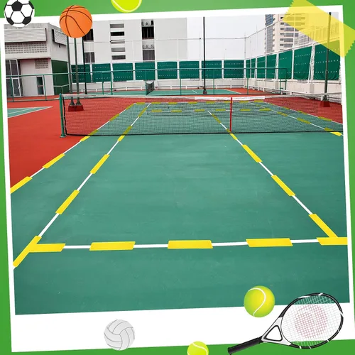 Miniatura 5 de Moukeren Juego de marcadores de línea de cancha amarillos, juego de líneas para tenis, baloncesto, voleibol, bádminton, pickleball, cancha de red