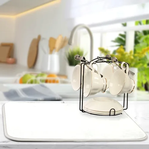 Miniatura 12 de Tapete rojo para secar platos pequeños, accesorios de cocina, tapete escurridor de platos de microfibra, resistente al calor, 16 x 18 pulgadas