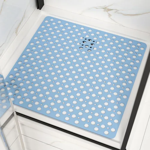 Miniatura 13 de HITSLAM - Alfombrilla de ducha antideslizante, 21 x 21 pulgadas, alfombrilla de baño cuadrada para bañera antideslizante con ventosas y agujeros
