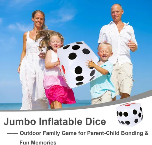 Miniatura 7 de Dados inflables gigantes de 13 pulgadas, juego de 2 dados inflables gigantes para diversión al aire libre y 10 dados de 0.472 in para juegos amplios