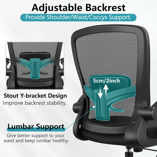 Miniatura 4 de FelixKing Silla de Oficina, Silla de Escritorio Ergonómica con Malla Respirable, Respaldo Alto Ajustable con Soporte Lumbar, Reposabrazos Abatibles