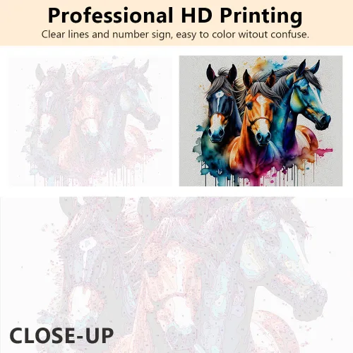 Miniatura 5 de TUMOVO Pintura por números para adultos, kits de pintura acrílica con números, caballos abstractos por números, pintura por números para niños