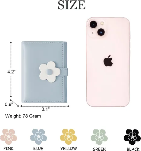 Miniatura 3 de Sunwel Fashion Pequeña y bonita cartera de tres pliegues delgada cartera con ventana de identificación/foto tarjetero con hebilla