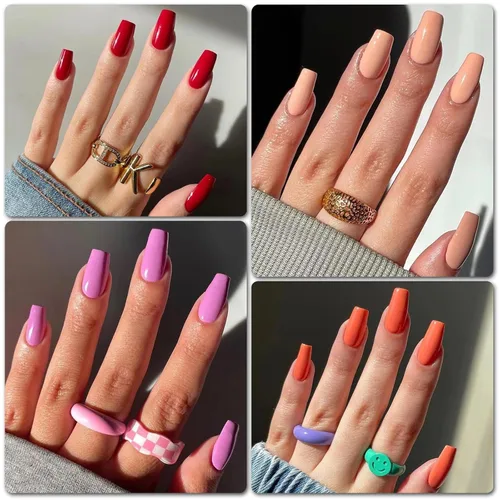 Miniatura 6 de 360 uñas postizas a presión de ataúd, uñas postizas cortas de bailarina, uñas postizas acrílicas de color de cobertura completa, puntas de uñas
