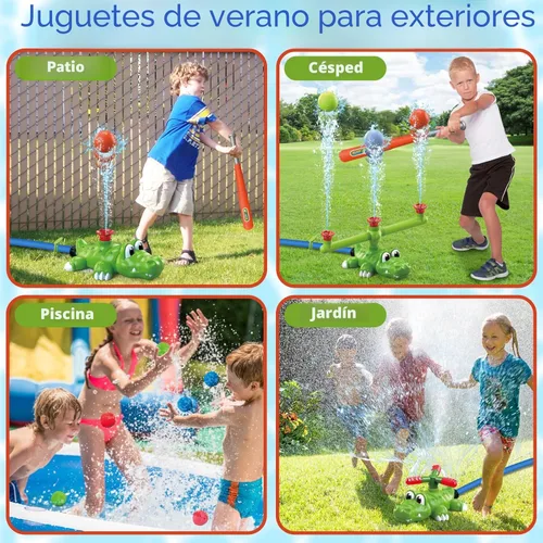 Miniatura 6 de Intoypad Juego de aspersores de agua 4 en 1 para niños y juguete de bola de agua, rociador de béisbol de cocodrilo para patio trasero, juguetes