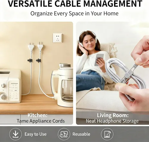 Miniatura 4 de Organizador de cables de silicona, bridas para cables, organizador de cables reutilizable, organizador de cables para agrupación y fijación